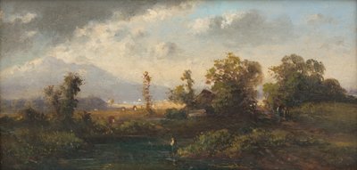 Landscape with Fisherman by Laszlo Mednyanszky